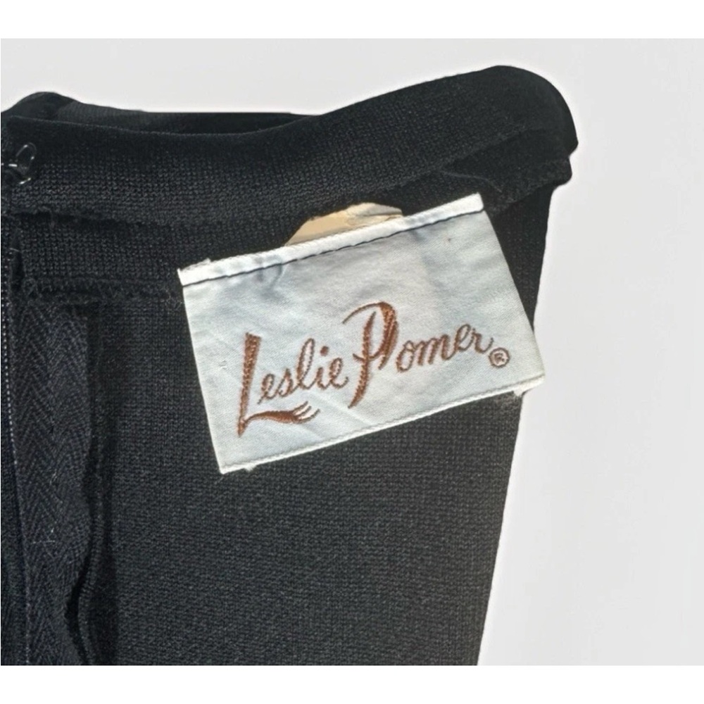 (L) VINTAGE LESLIE POMER Black Maxi Dress with Pleated Sheer Sleeves - Picture 13 of 16